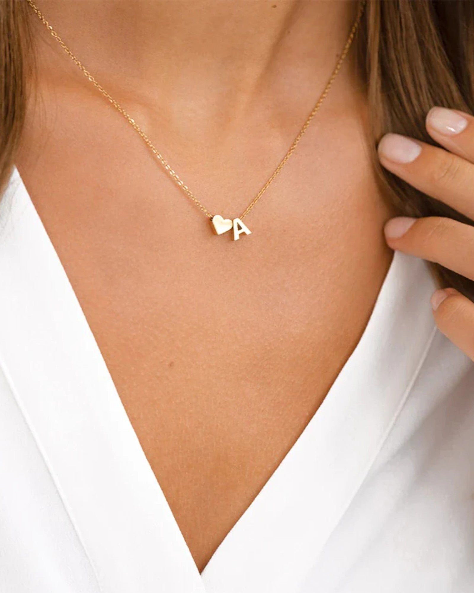 Vaia Heart Initial Necklace