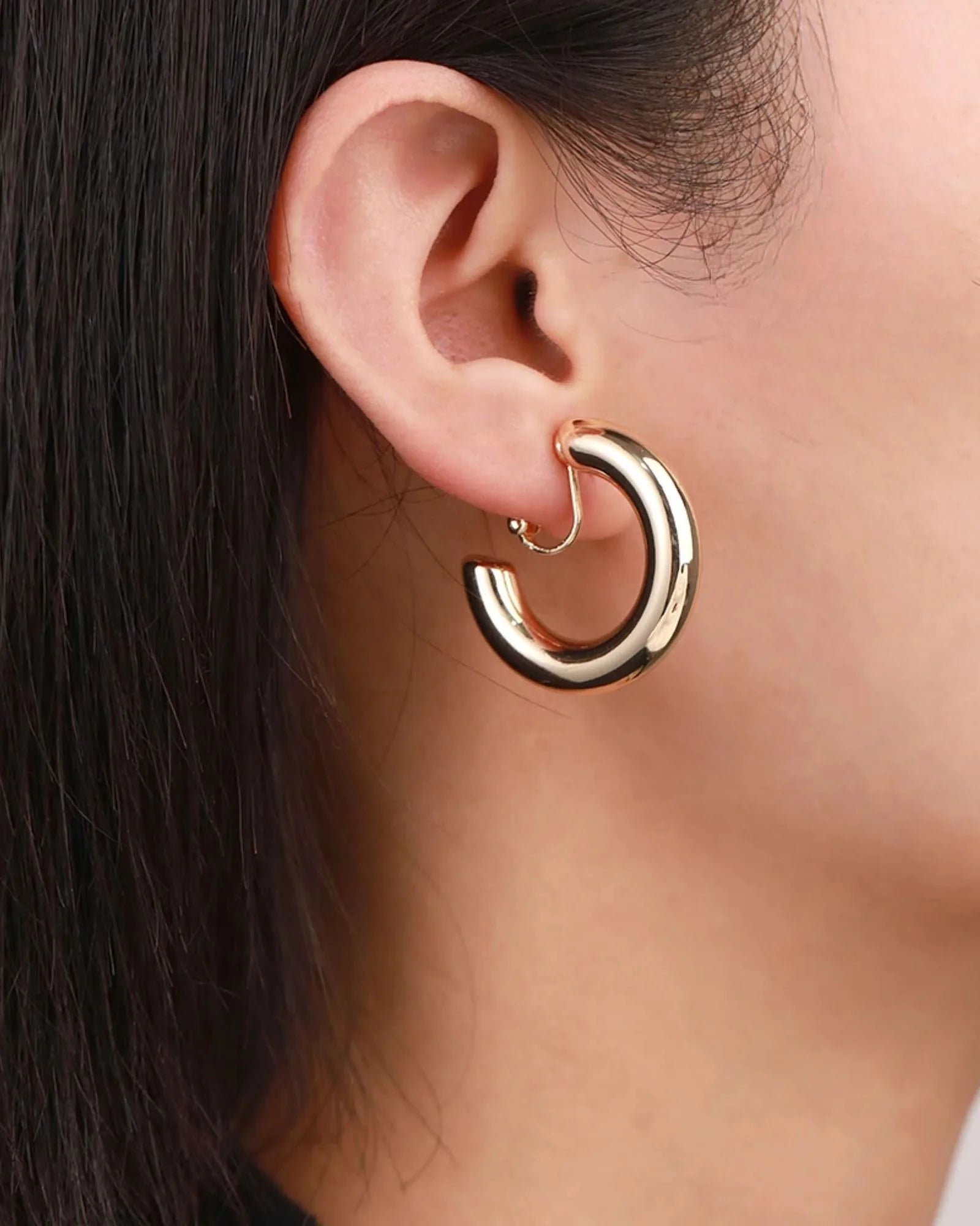 Bold Medium Clip-on Hoops